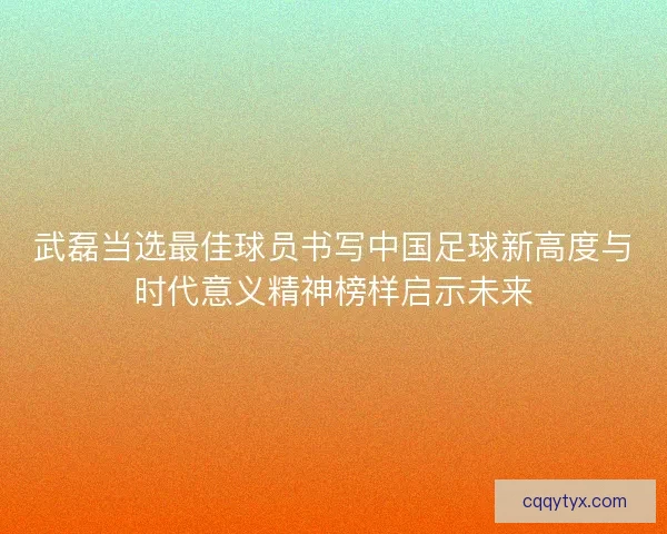 武磊当选最佳球员书写中国足球新高度与时代意义精神榜样启示未来